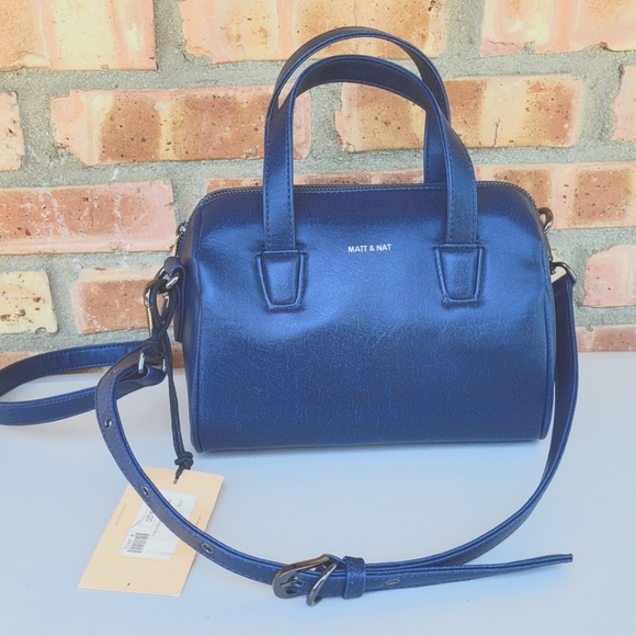 Matt & Nat Handbags - Matt & Nat Mitsuko Small Satchel and Crossbody Bag in Midnight Navy Blue
